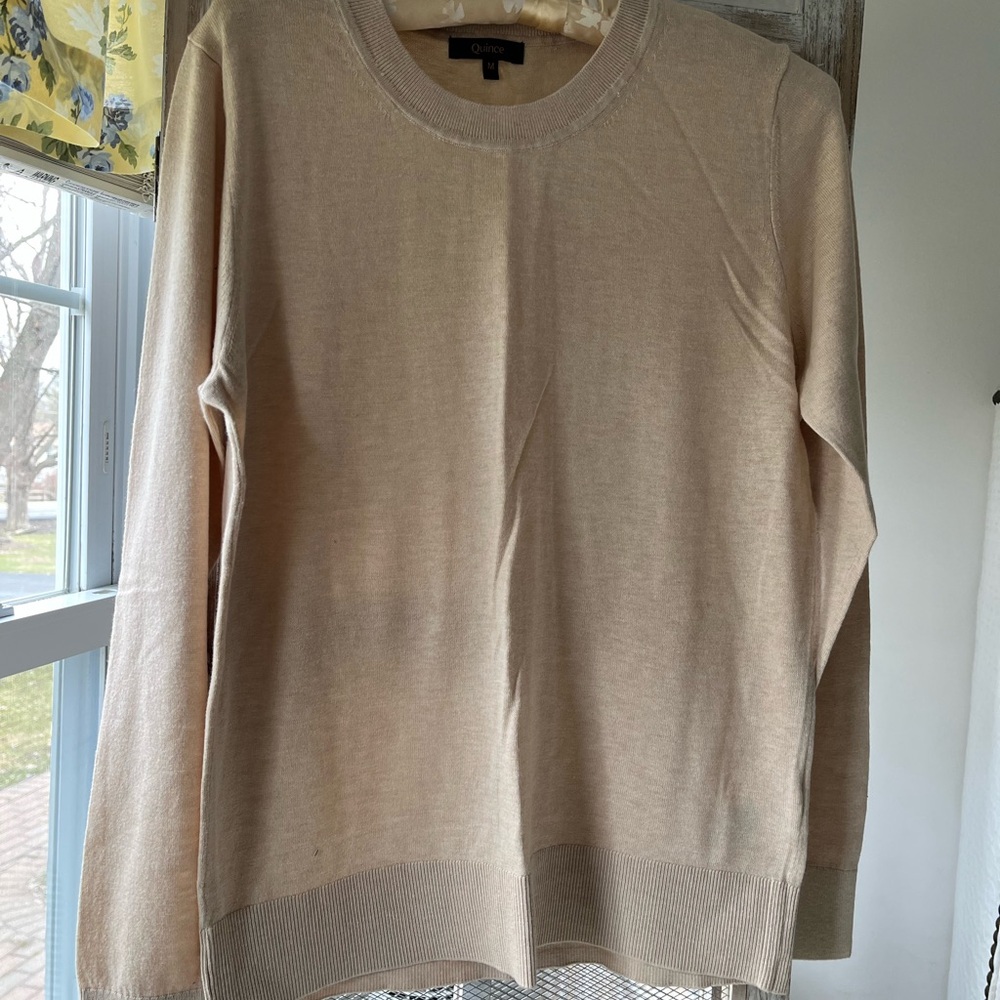 Quince women’s beige crew neck sweater, cotton, new (mint) - Picture 5 of 6